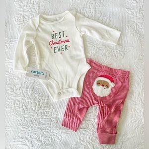 NWT CARTER’S Best Christmas Ever Santa Clause Onesie and Pants Set 3 Months